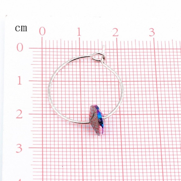 Any 3/$25! Silver Hoops w/Blue & Purple Iridescent Crystal Hearts Earrings - Picture 5 of 7